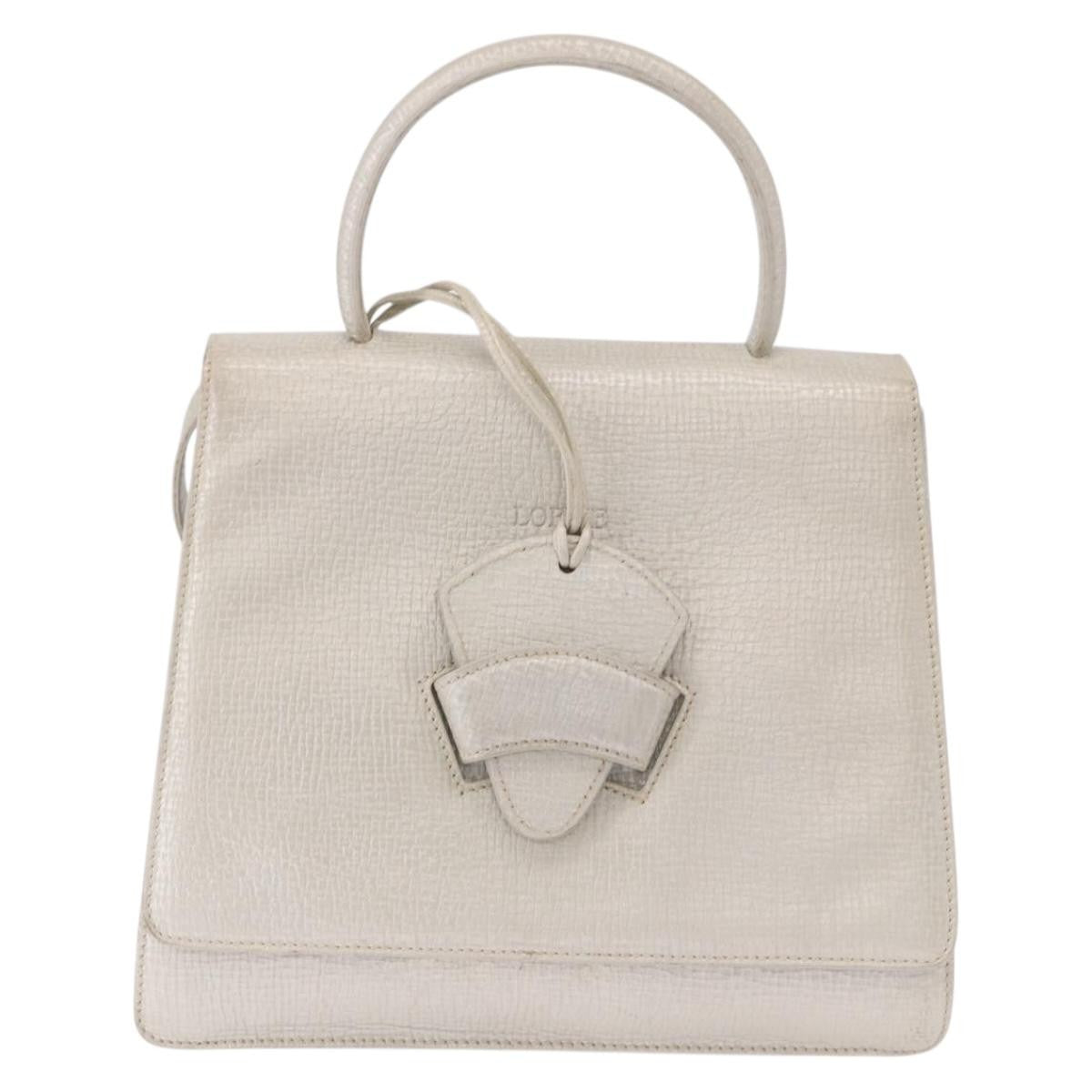 Loewe Barcelona Top Handle Leather Silver Leather Handbag (Pre-Owned)
