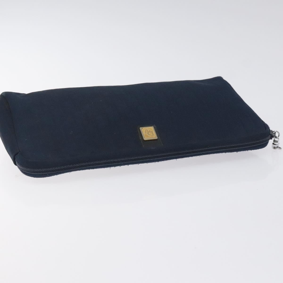 Christian Dior Vintage Trotter Embroidered Diorissimo Canvas Navy Canvas Clutche & Pouche Bag (Pre-Owned)