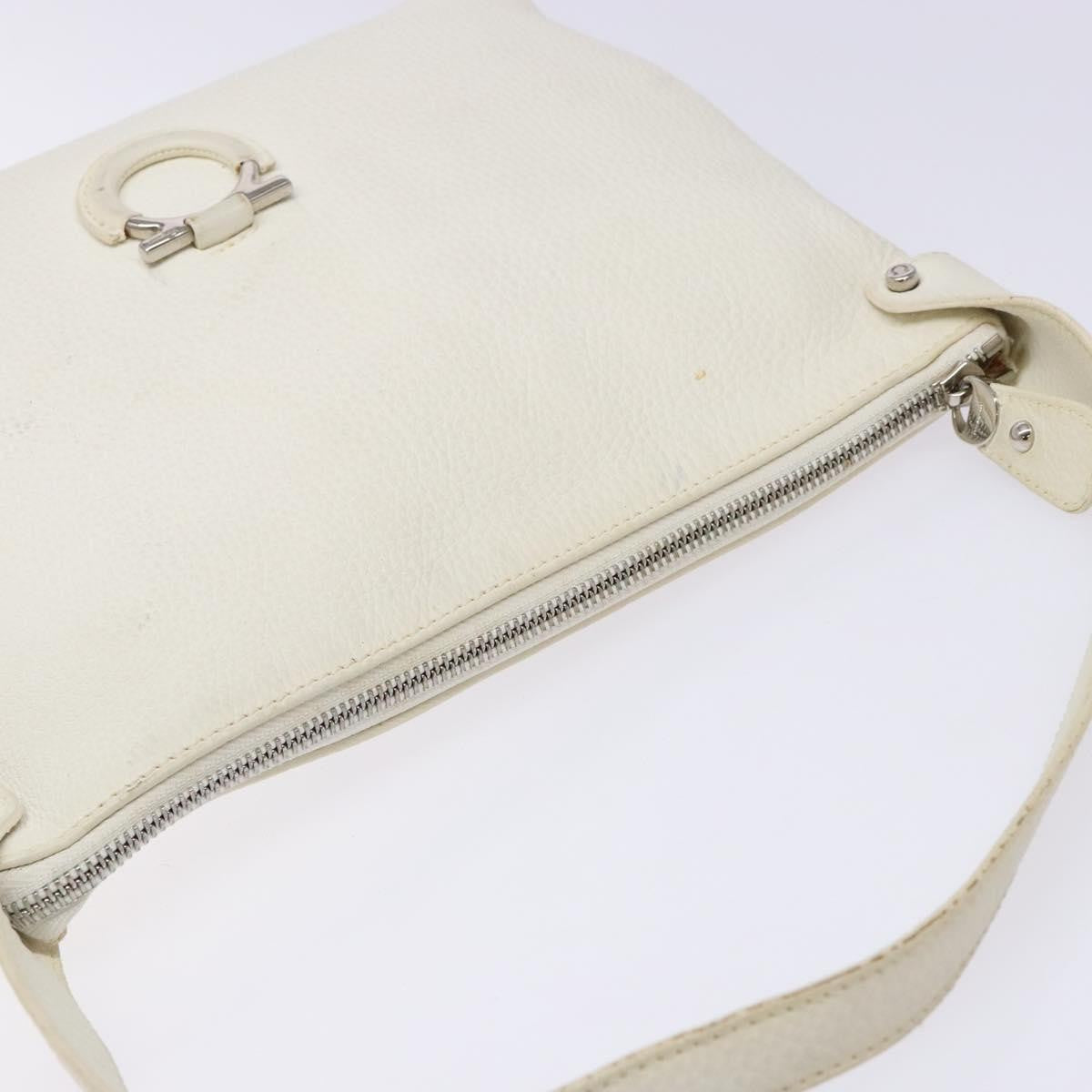Salvatore Ferragamo Gancini Leather White Leather Shoulder Bag Bag (Pre-Owned)