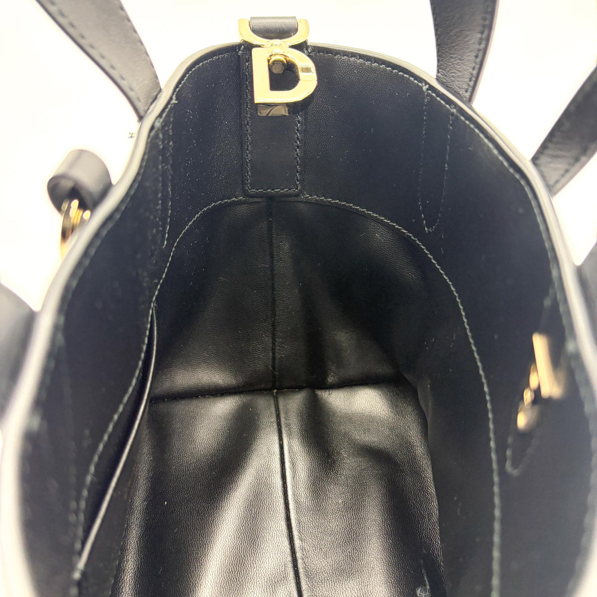 Christian Dior Toujours Vertical Macrocannage Quilt Calfskin Black Leather Tote Bag Bag (Pre-Owned)