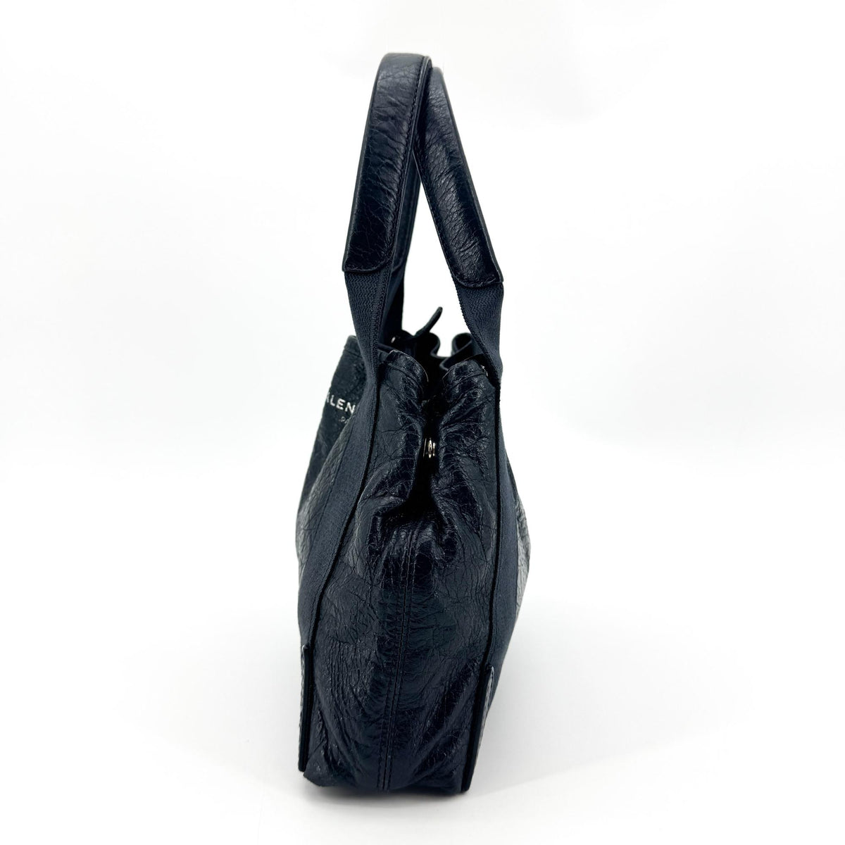 Balenciaga Navy Cabas Leather Black Leather Tote Bag Bag (Pre-Owned)