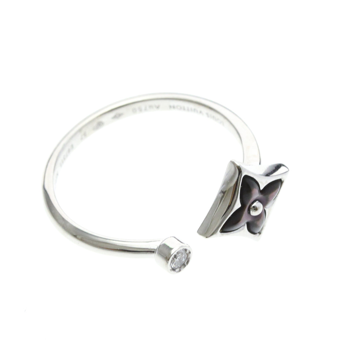 Louis Vuitton Color Blossom Mini Star 18K Yellow Gold With Onyx And Diamond Silver White_Gold Ring Jewelry (Pre-Owned)