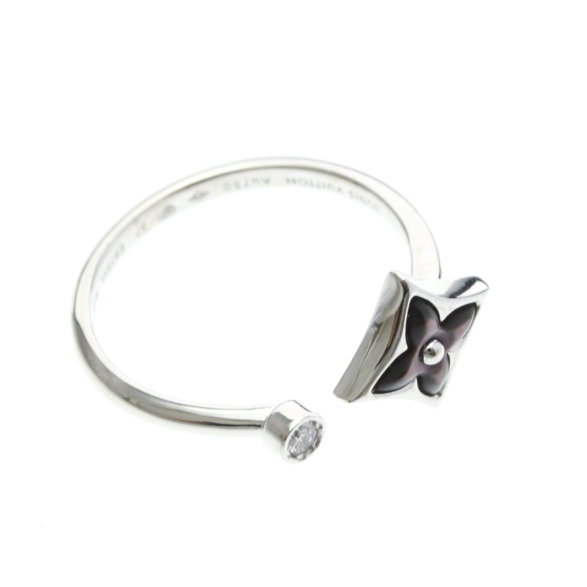 Louis Vuitton Color Blossom Mini Star 18K White Gold With Mother Of Pearl And Diamond Silver White_Gold Ring Jewelry (Pre-Owned)