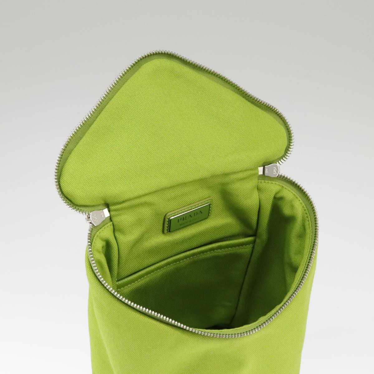 Prada Zipped Triangle Canvas Green Canvas Crossbody Bag Bag (Pre-Owned)