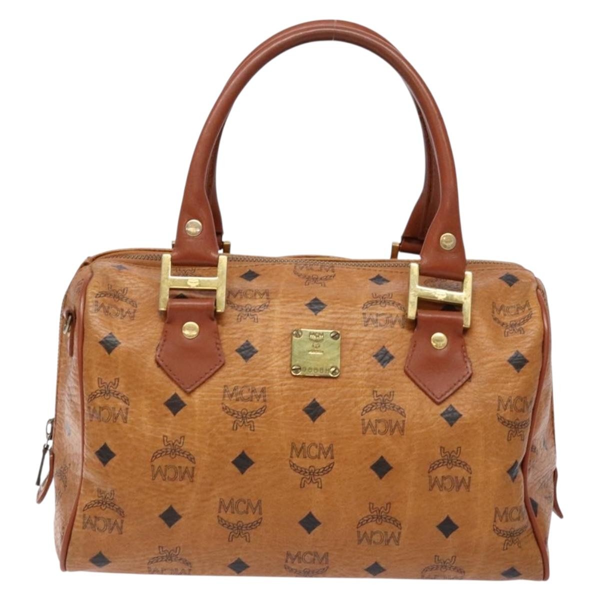 MCM Visetos Logogramme Canvas And Leather Brown Pvc Handbag (Pre-Owned)