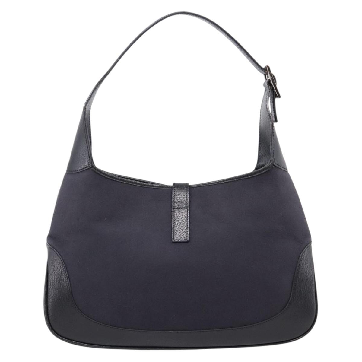 Gucci Vintage Jackie Shoulder Canvas And Leather Black Wool Handbag (Pre-Owned)