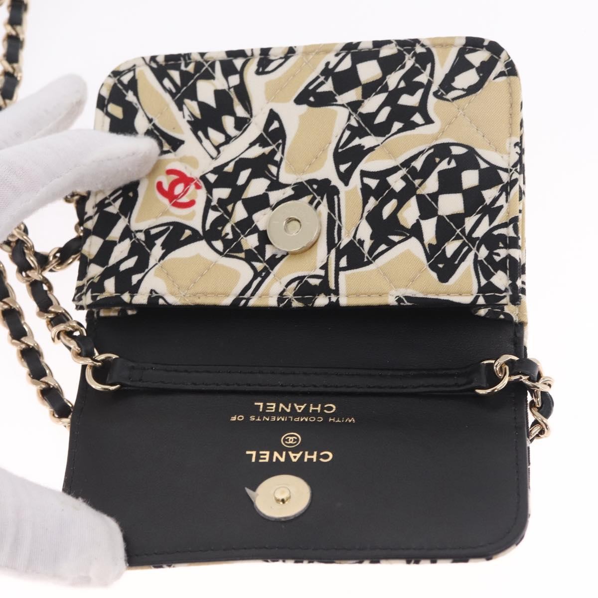 Chanel Flap Card Holder On Chain Quilted Printed Canvas Multicolour Canvas Crossbody Bag Bag (Pre-Owned)