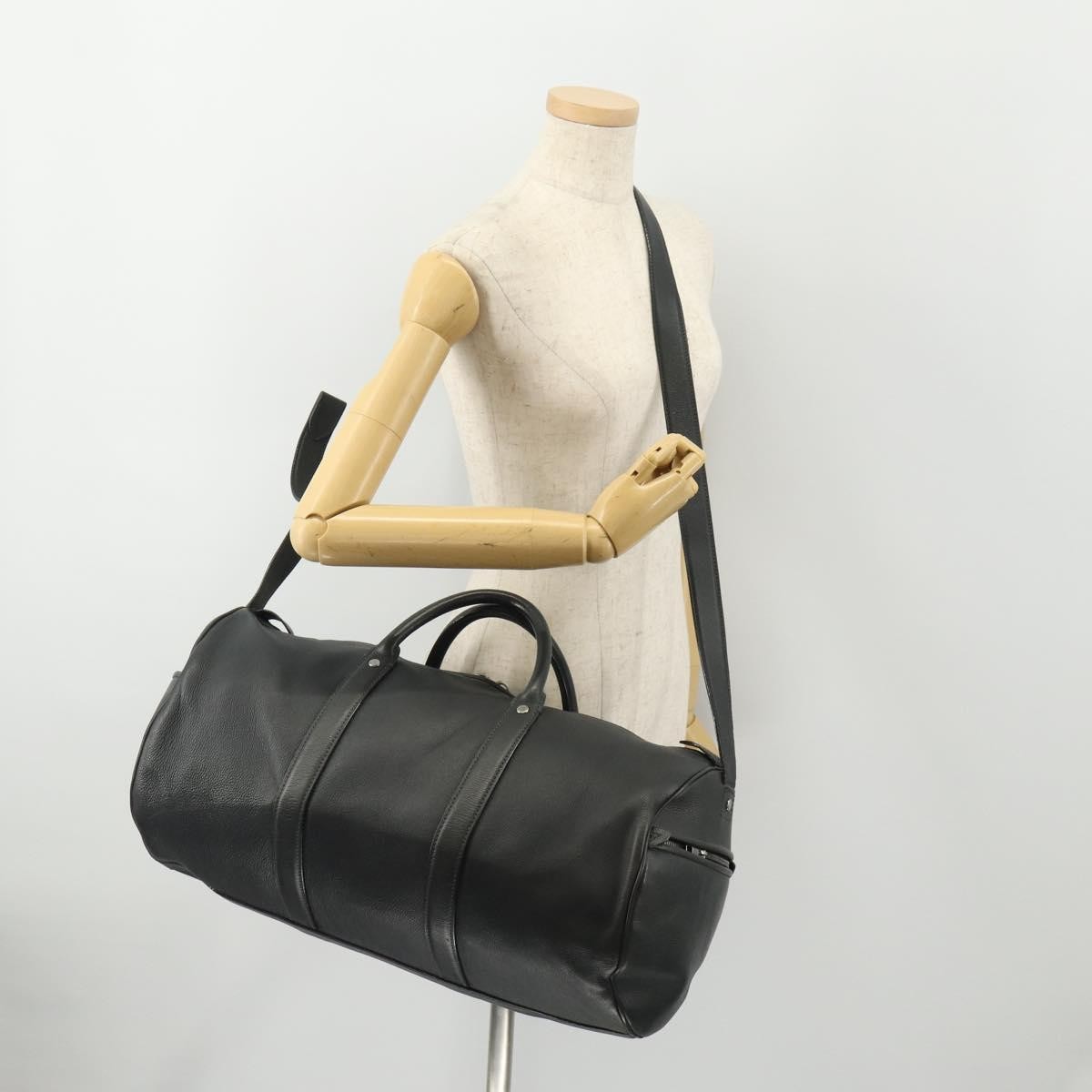 Louis Vuitton Aerogram Keepall Bandouliere Leather Black Leather Travel Bag Bag (Pre-Owned)