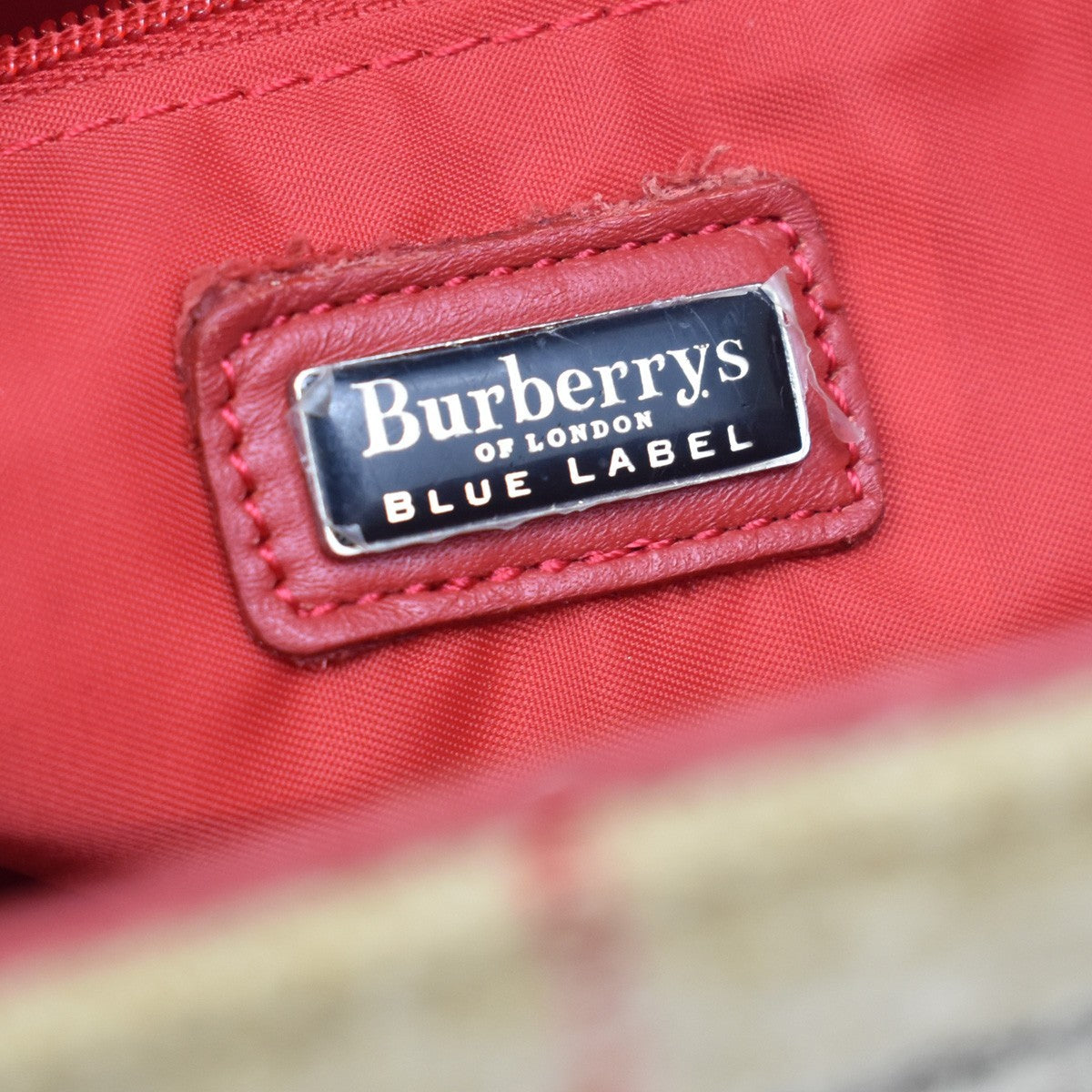 Burberry Nova Check Blue Label Cotton Beige Wool Shoulder Bag Bag (Pre-Owned)