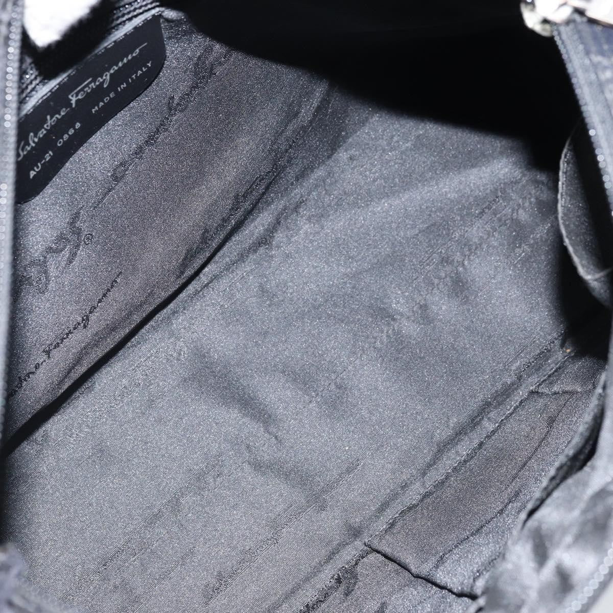 Salvatore Ferragamo Gancini Tote Gancini Canvas Black Nylon Tote Bag Bag (Pre-Owned)