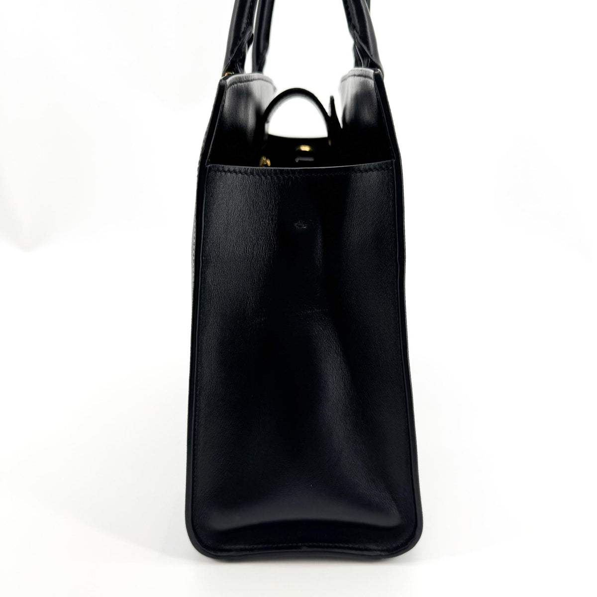 Prada Saffiano Tote Leather Black Leather Tote Bag Bag (Pre-Owned)