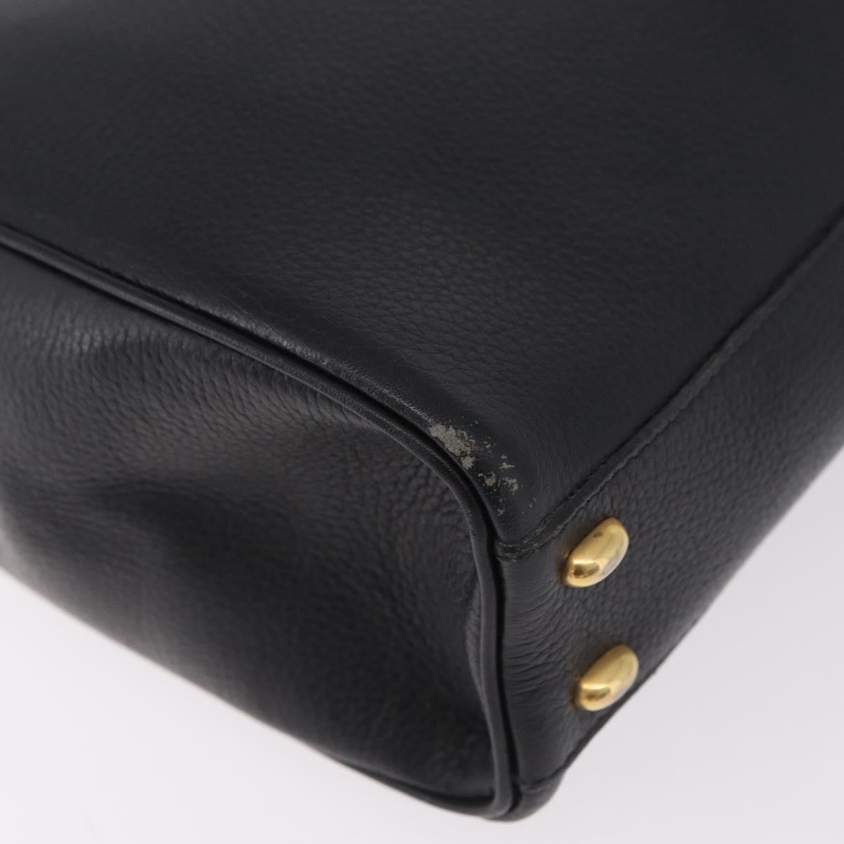 Celine Top Handle Leather Black Leather Handbag (Pre-Owned)