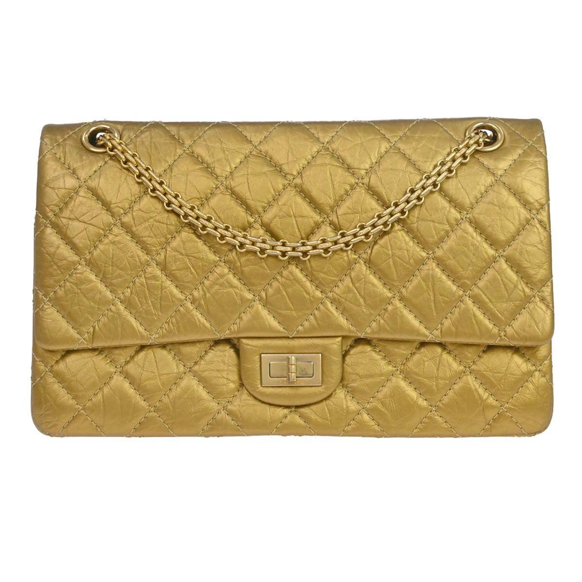 Chanel 2.55 Leather Gold Calfskin Shoulder Bag Bag (Pre-Owned)