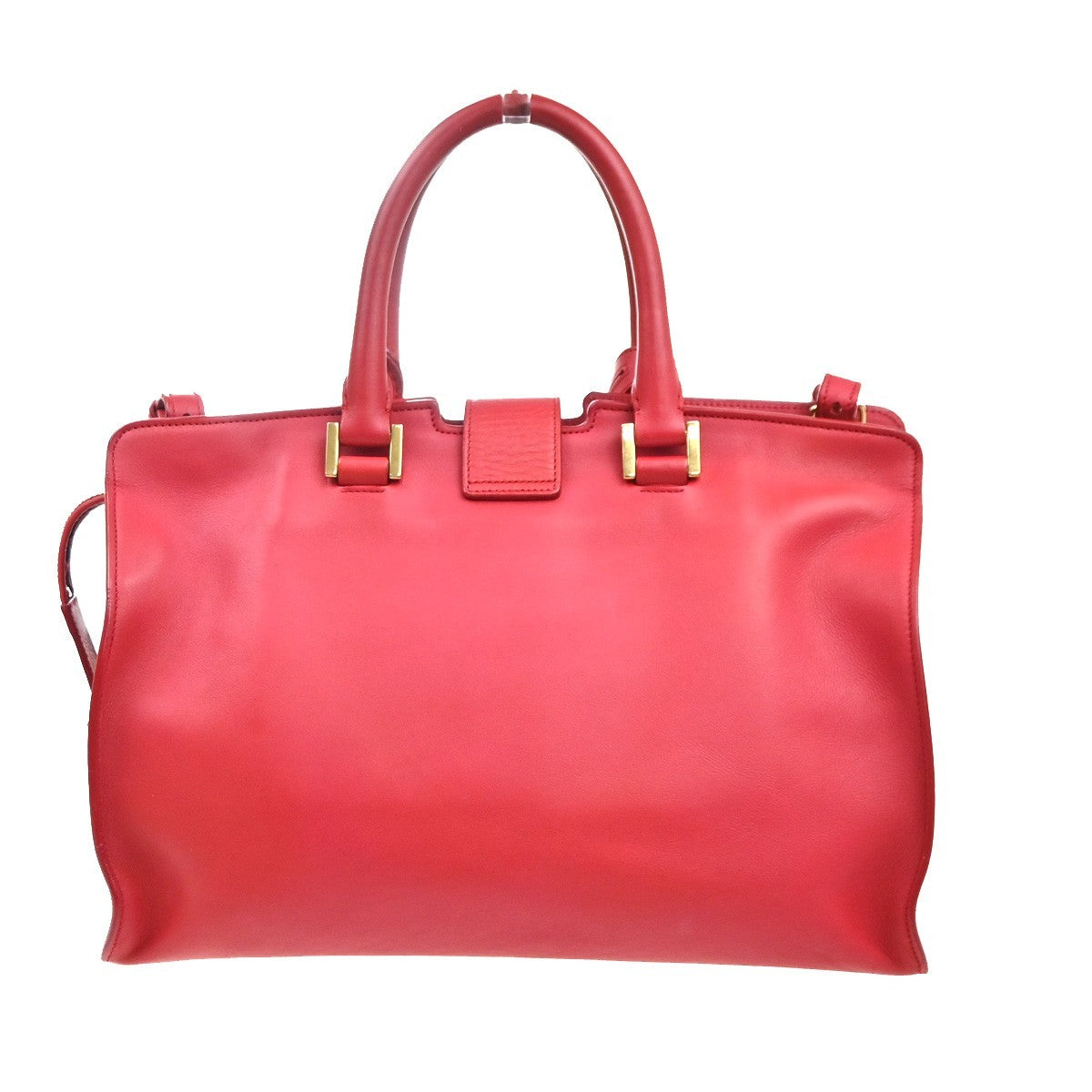 Saint Laurent Classic Y Cabas Leather Red Leather Tote Bag Bag (Pre-Owned)