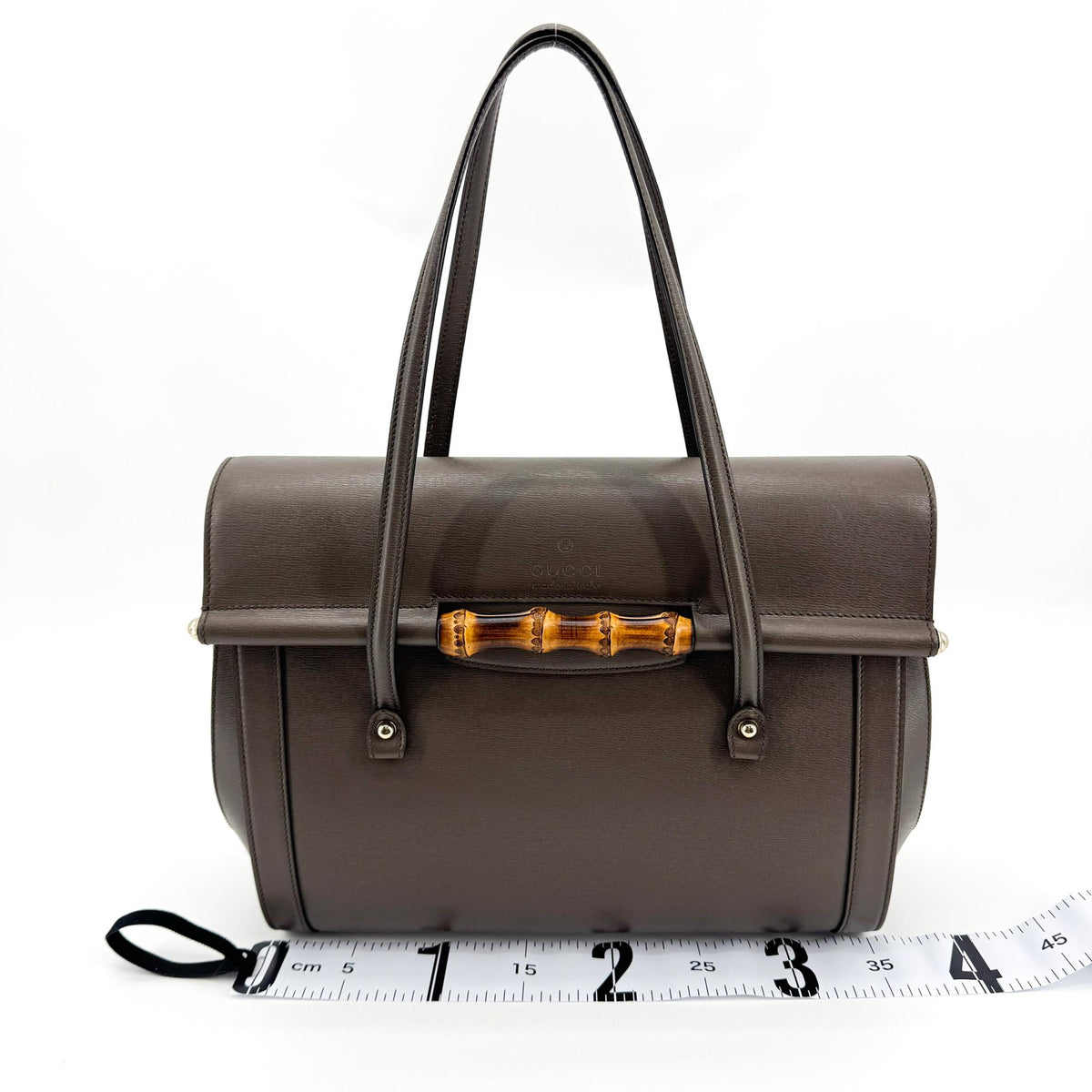 Gucci Bamboo Bullet Top Handle Leather Brown Leather Handbag (Pre-Owned)