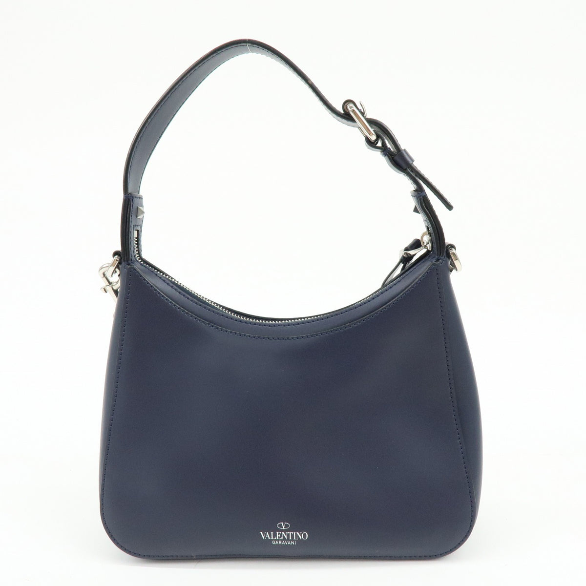 Valentino Garavani Vltn Hobo Printed Leather Navy Leather Shoulder Bag Bag (Pre-Owned)