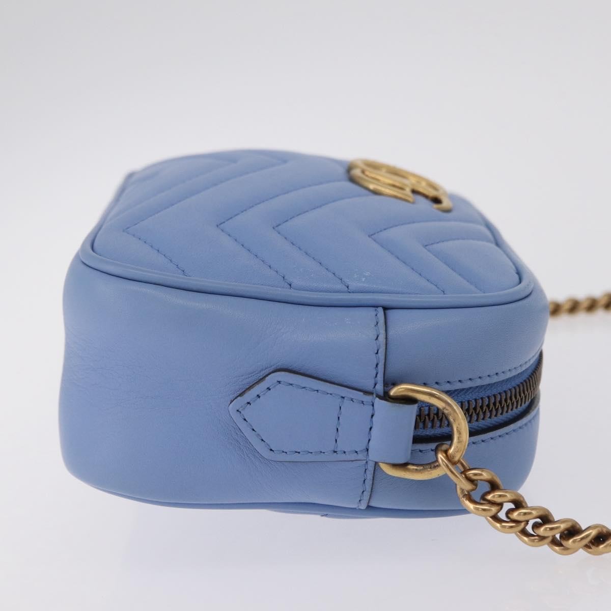Gucci Gg Marmont Matelasse Patent Blue Leather Shoulder Bag Bag (Pre-Owned)
