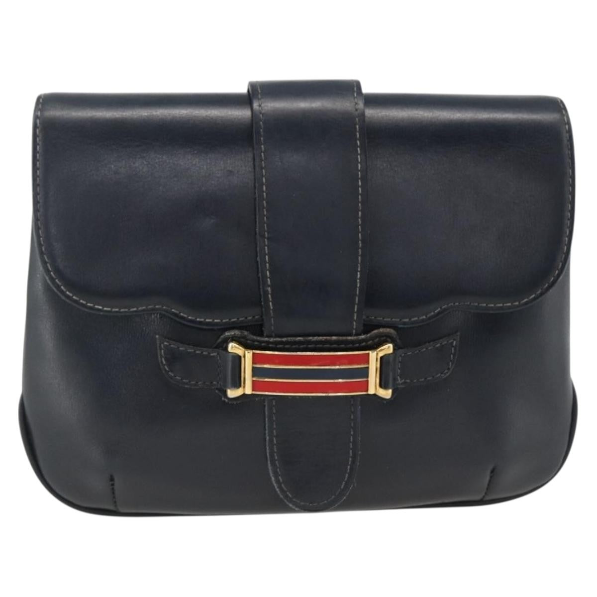 Gucci Vintage Leather Navy Leather Shoulder Bag Bag (Pre-Owned)