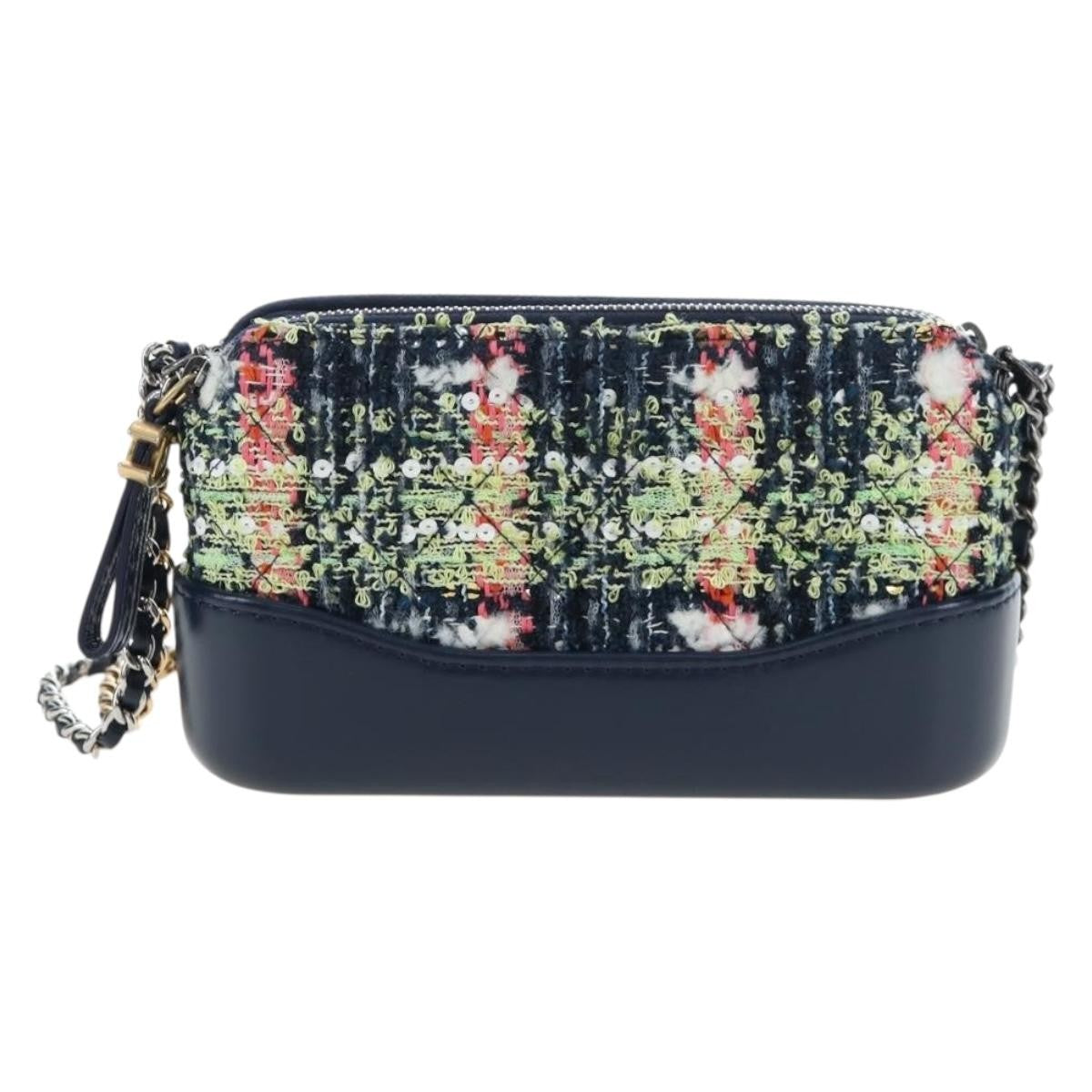 Chanel Gabrielle Tweed Navy Tweed Clutche & Pouche Bag (Pre-Owned)