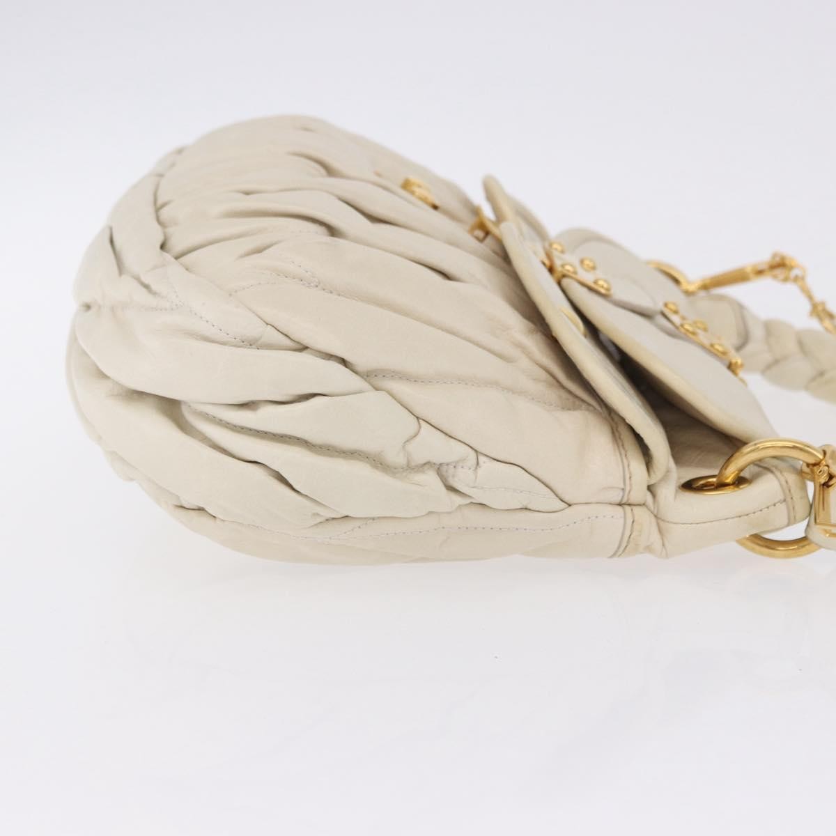 Miu Miu Coffer Hobo Matelasse Leather Beige Leather Handbag (Pre-Owned)