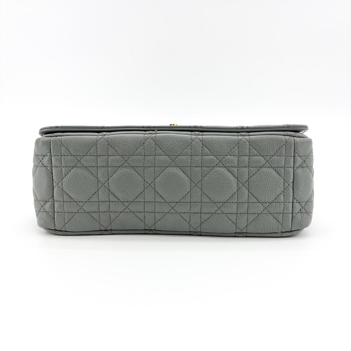 Christian Dior Caro Bag Lucky Star Studded Macrocannage Calfskin Gray Leather Handbag (Pre-Owned)