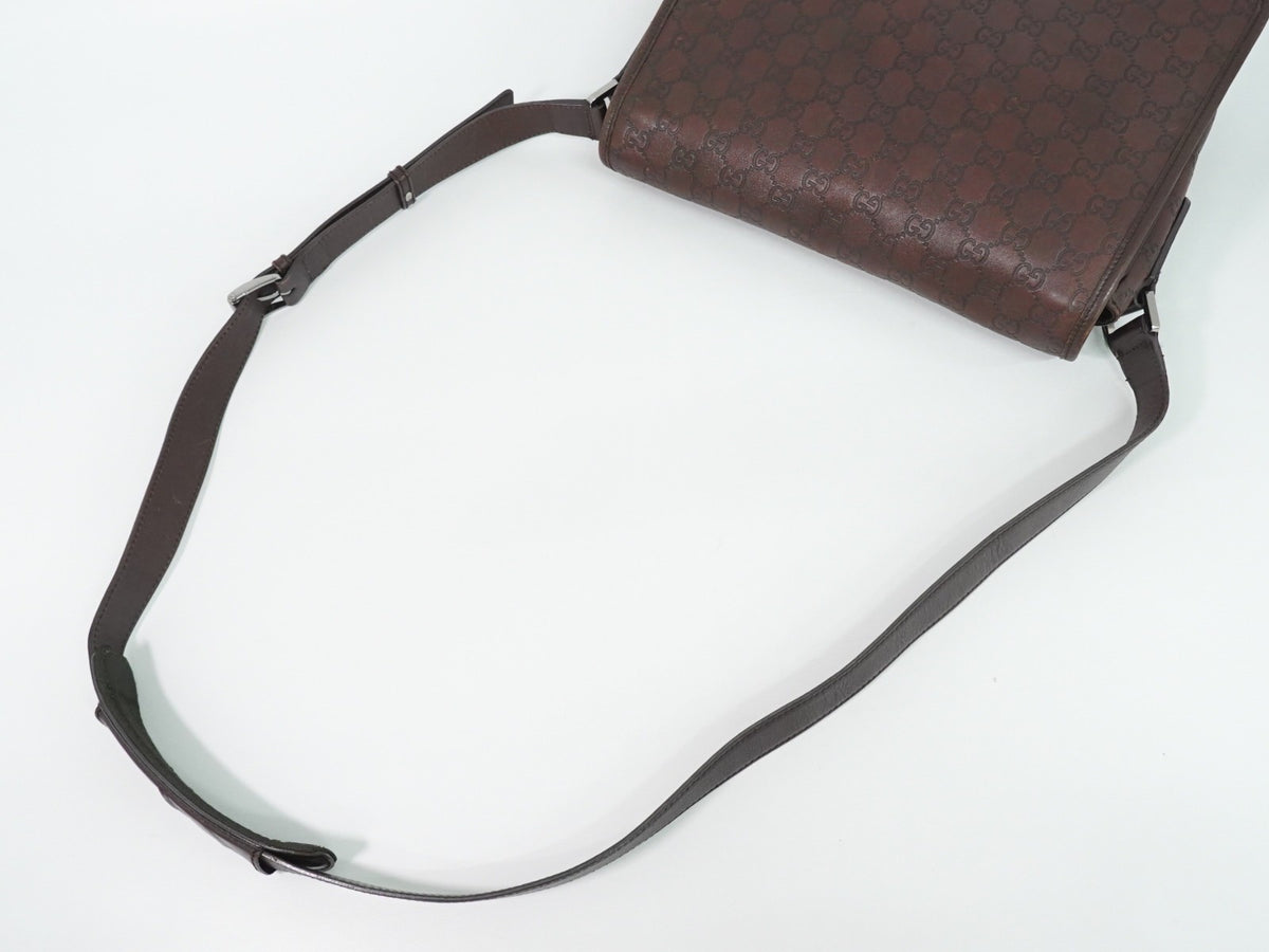 Gucci Flap Messenger Bag (Outlet) Guccissima Leather Brown Leather Shoulder Bag Bag (Pre-Owned)