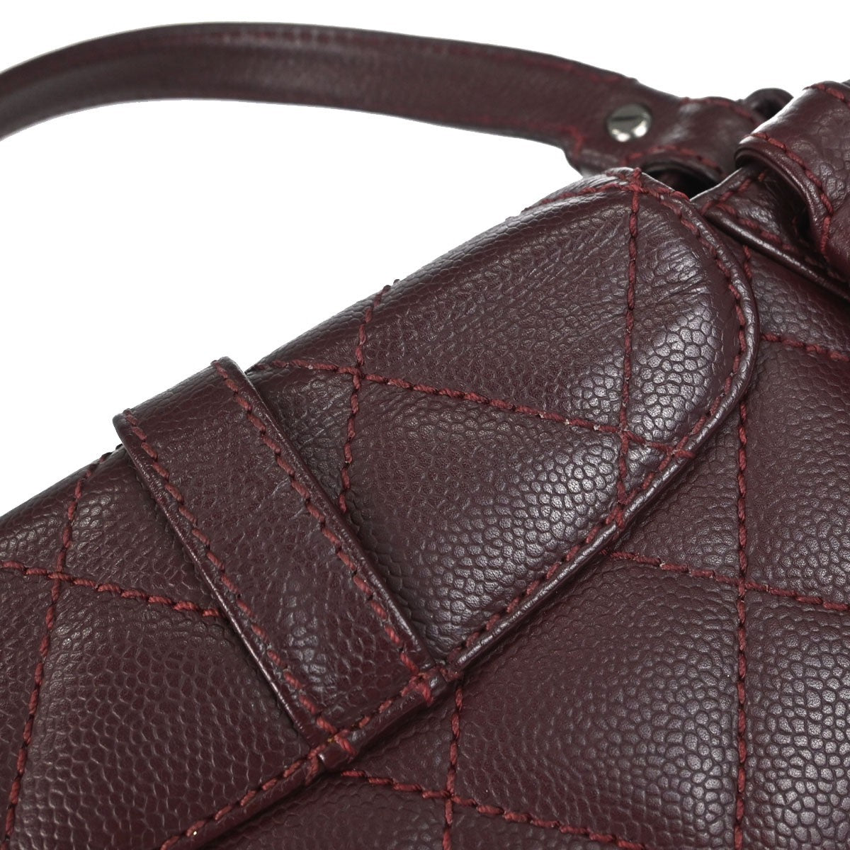 Chanel Mademoiselle Lock Woven Straw Burgundy Leather Shoulder Bag Bag (Pre-Owned)