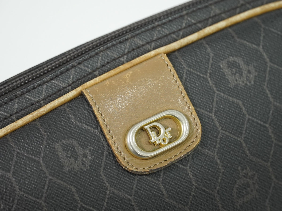 Christian Dior Vintage Honeycomb Canvas Black Canvas Shoulder Bag Bag (Pre-Owned)