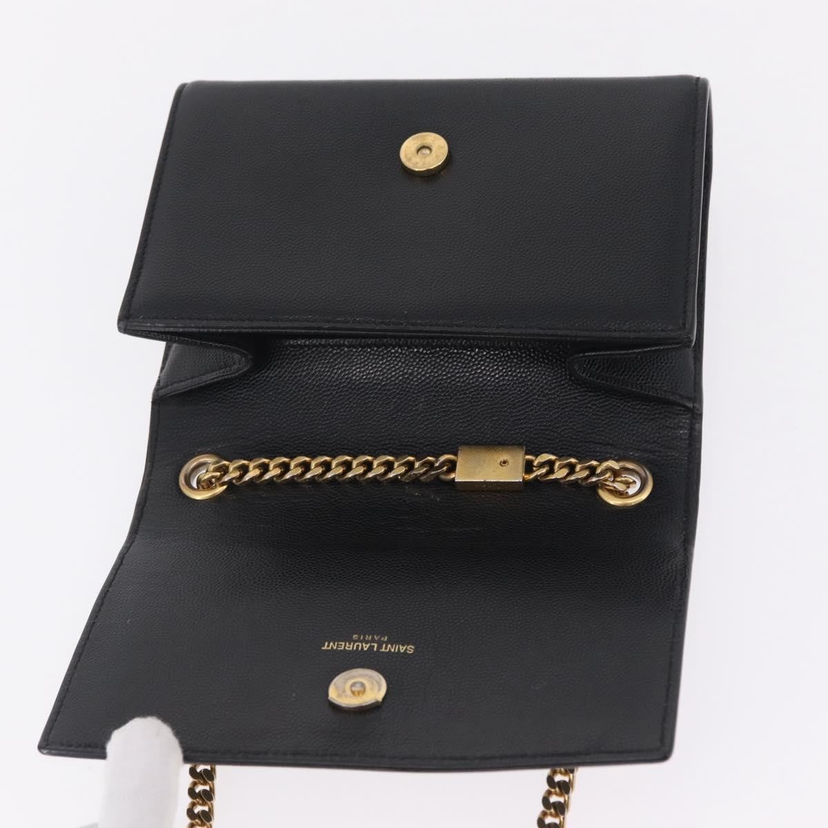 Saint Laurent Classic Monogram Leather Black Leather Crossbody Bag Bag (Pre-Owned)