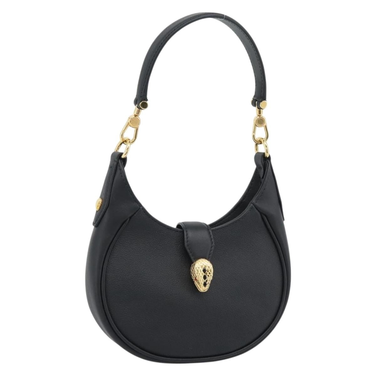 Bvlgari Serpenti Ellipse Leather Black Leather Shoulder Bag Bag (Pre-Owned)