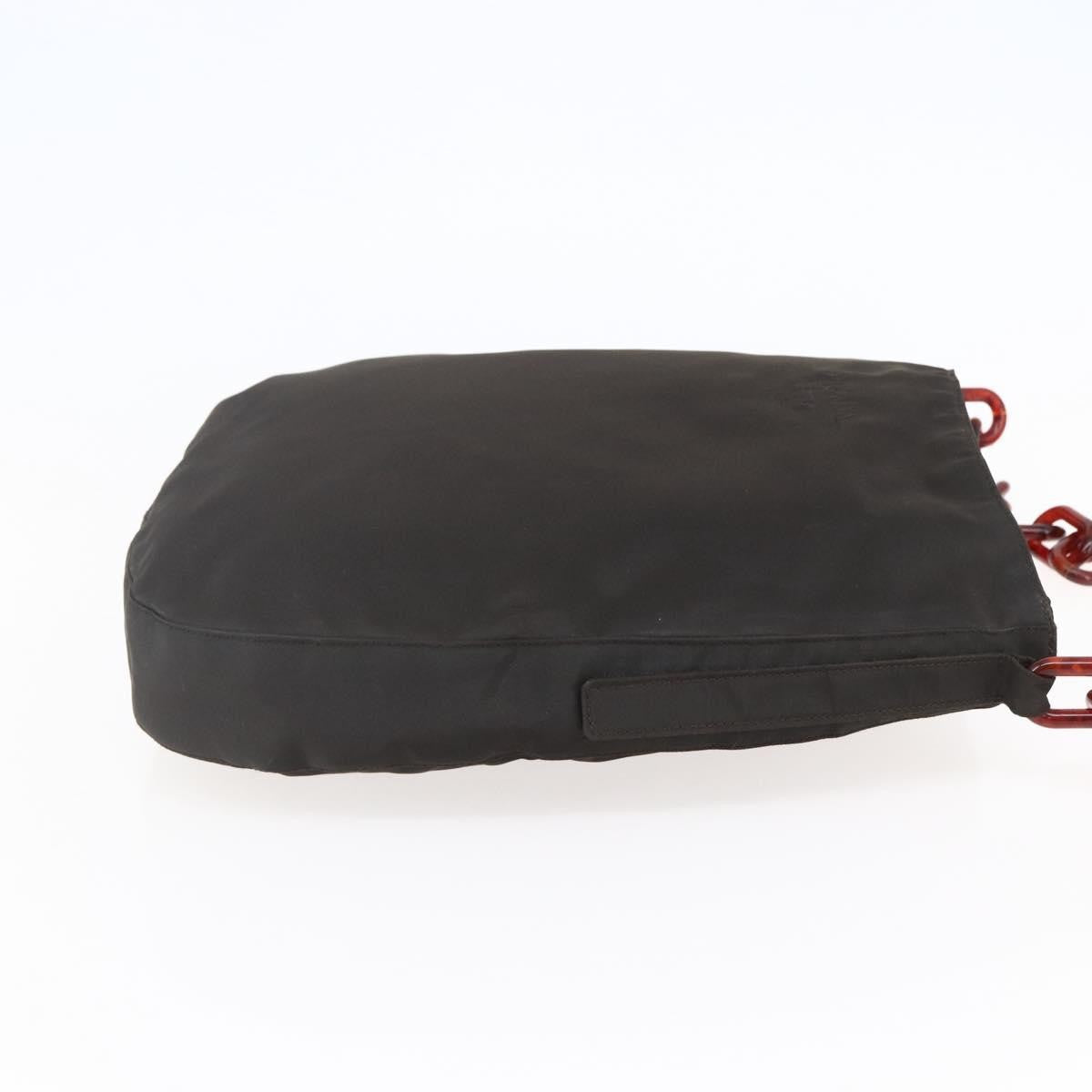 Prada Resin Chain Nylon Brown Nylon Shoulder Bag Bag (Pre-Owned)