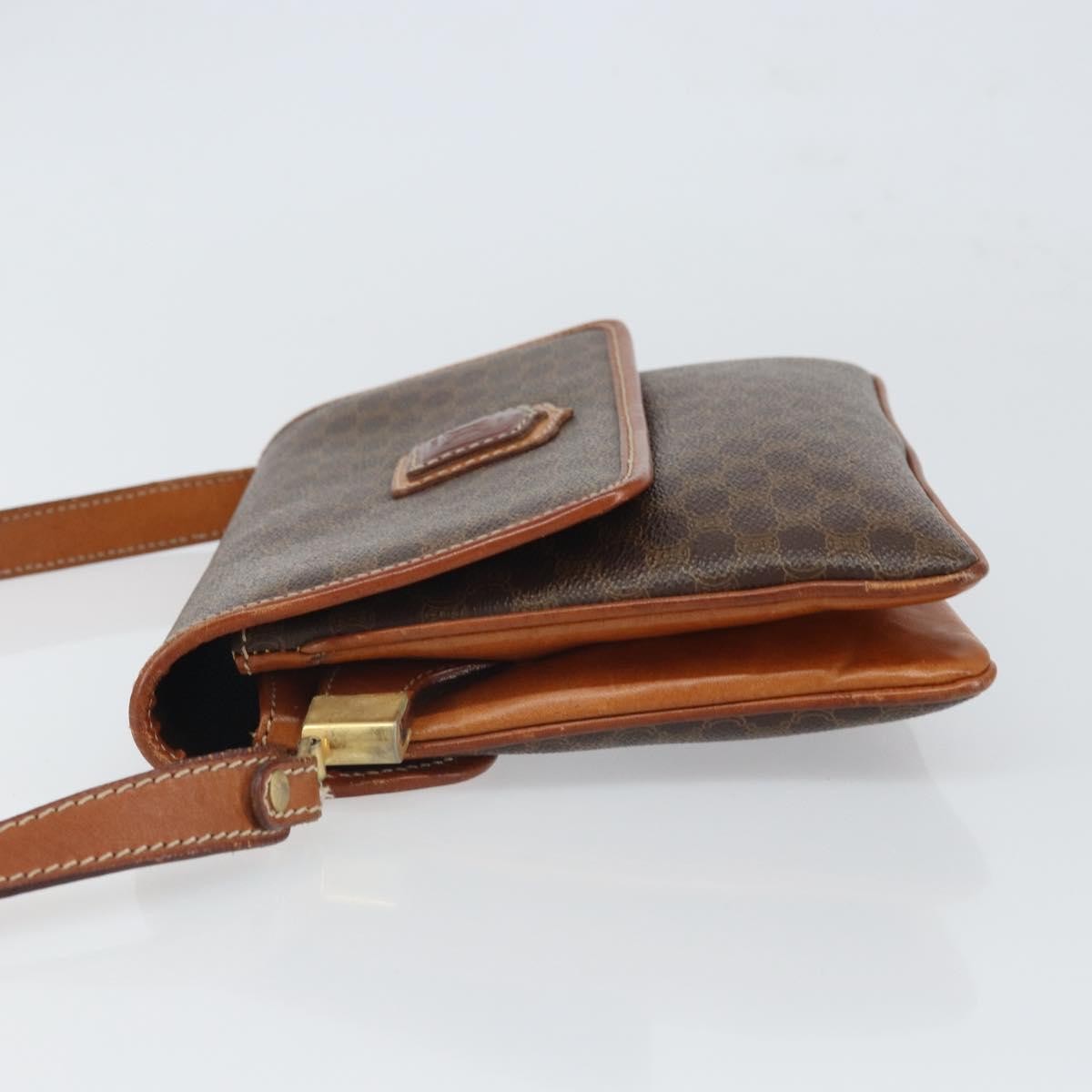 Celine Vintage Macadam Canvas And Leather Brown Canvas Shoulder Bag Bag (Pre-Owned)