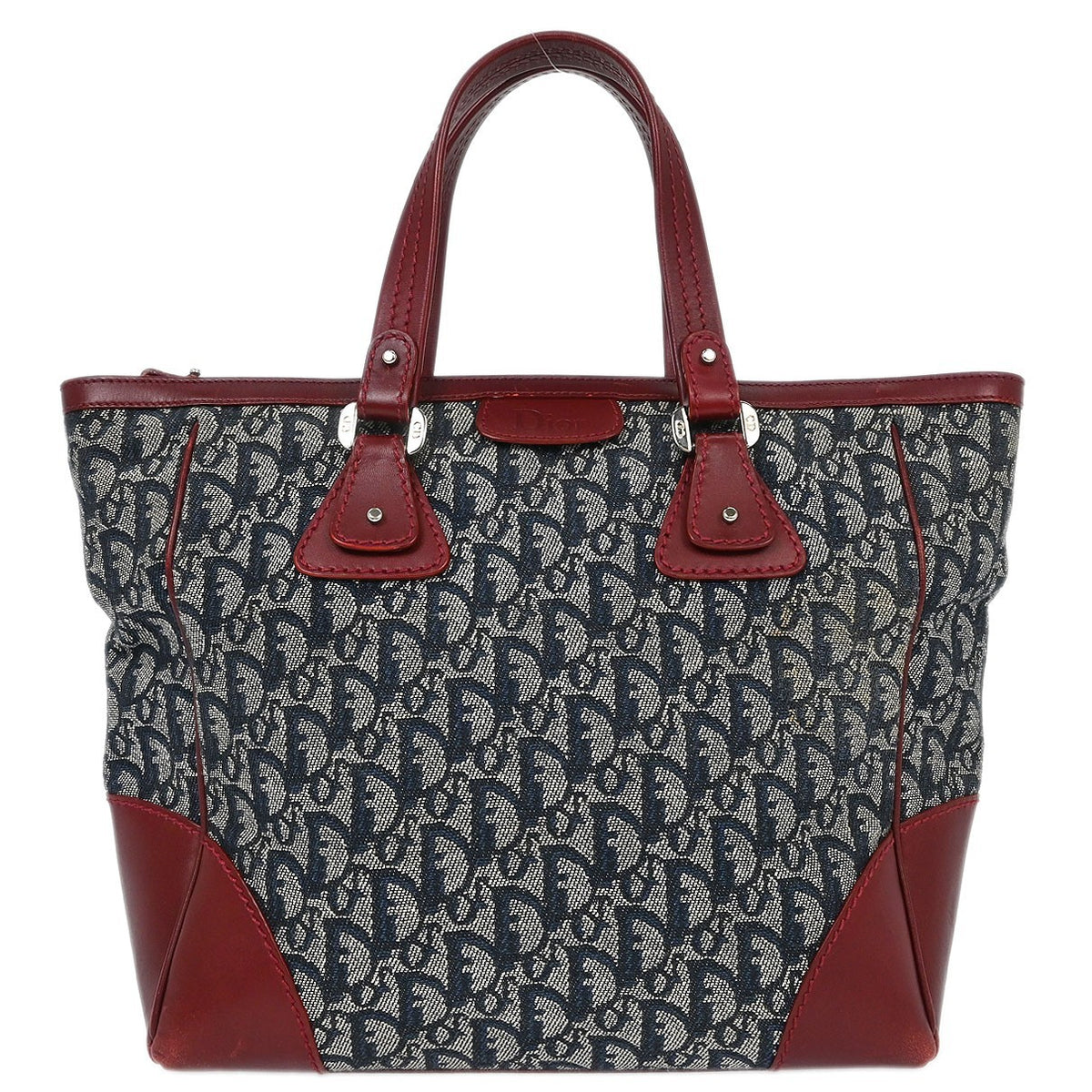 Christian Dior Vintage Trotter Zip Diorissimo Canvas Navy Canvas Tote Bag Bag (Pre-Owned)