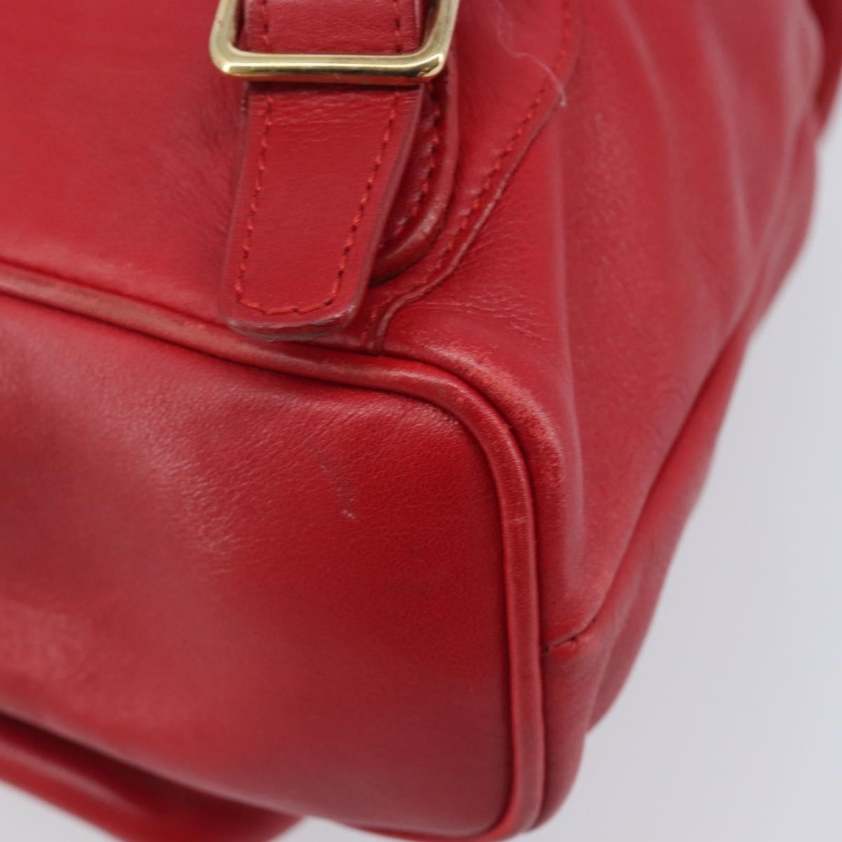 Gucci Vintage Bamboo Leather Red Leather Backpack Bag (Pre-Owned)