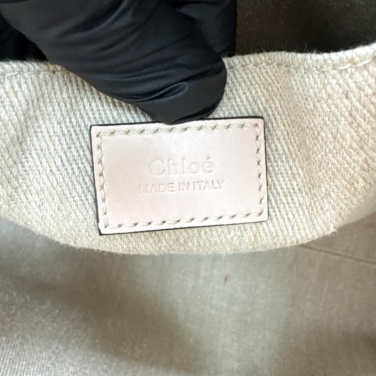 Chloe Woody Canvas With Leather Beige Canvas Tote Bag Bag (Pre-Owned)