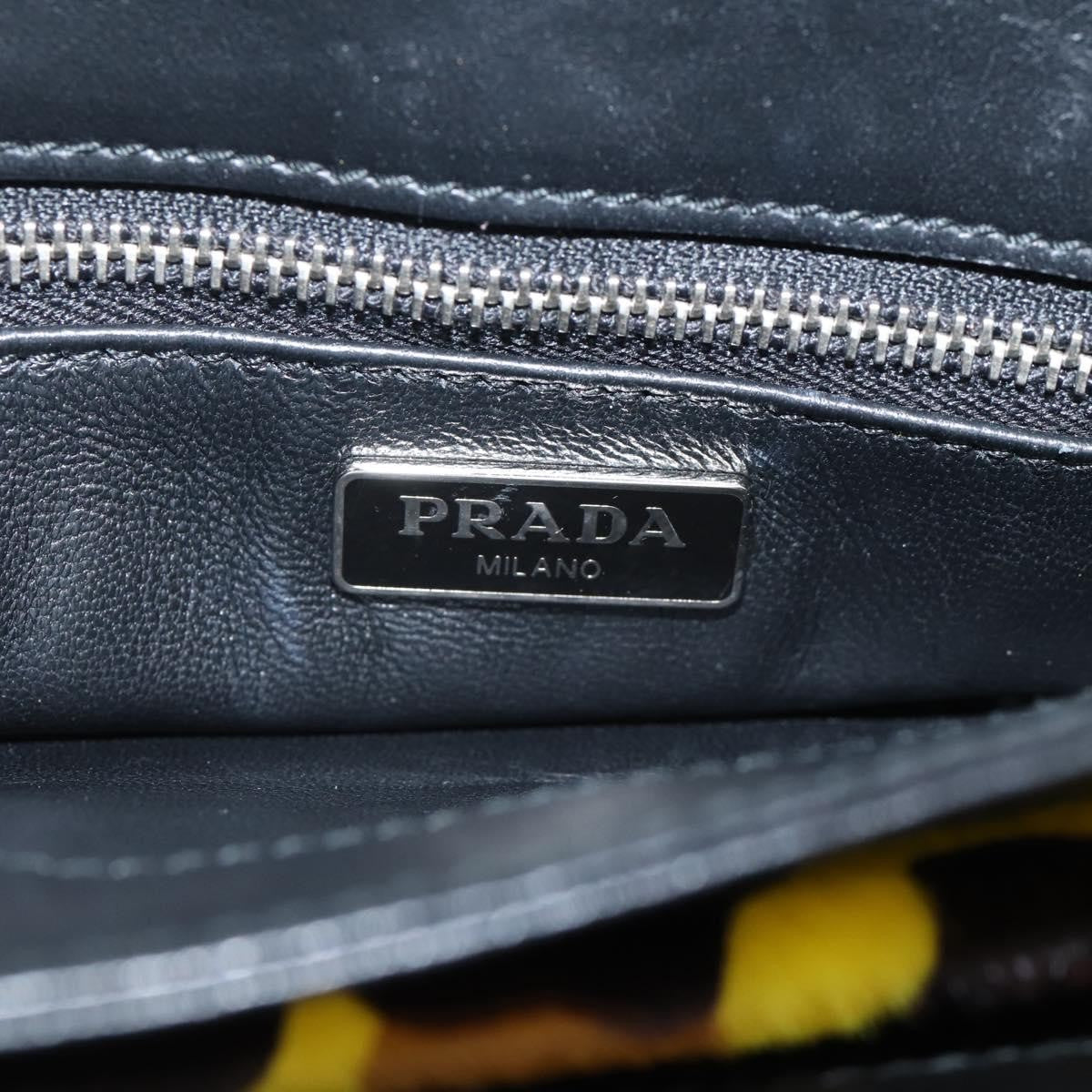 Prada Chain Flap Leather With Pony Hair Yellow Leather Shoulder Bag Bag (Pre-Owned)