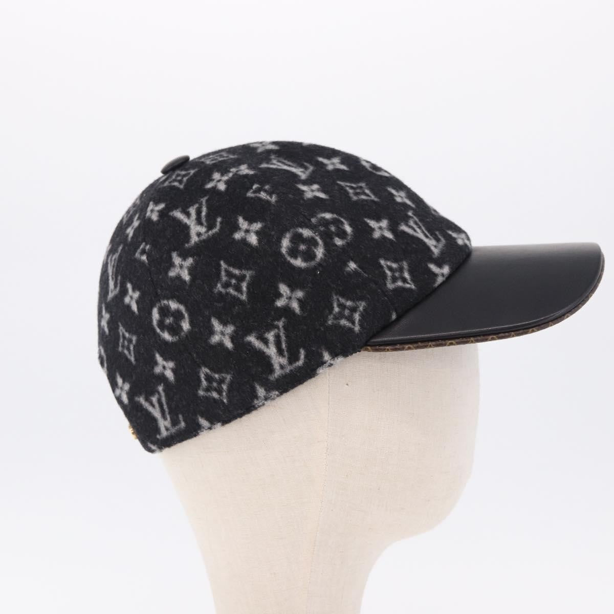 Louis Vuitton Carry On Baseball Cap Monogram Wool And Leather Black Wool Head Accessory Accessory (Pre-Owned)