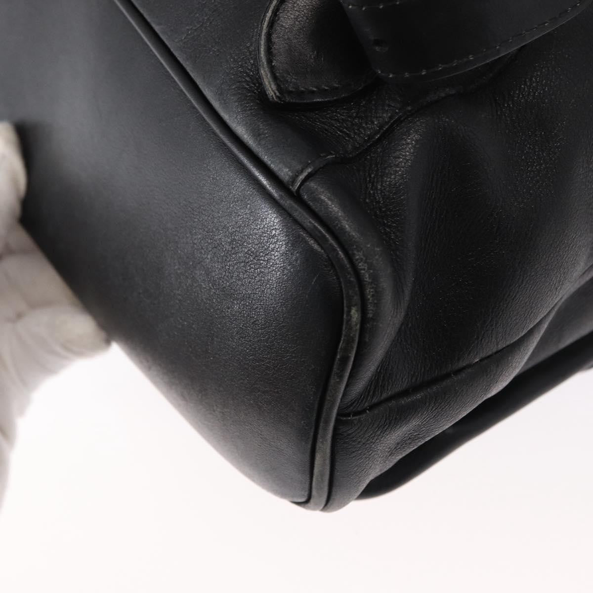 Gucci Vintage Bamboo Leather Black Leather Backpack Bag (Pre-Owned)