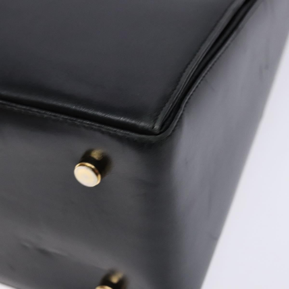 Salvatore Ferragamo Gancini Convertible Top Handle Leather Black Leather Handbag (Pre-Owned)