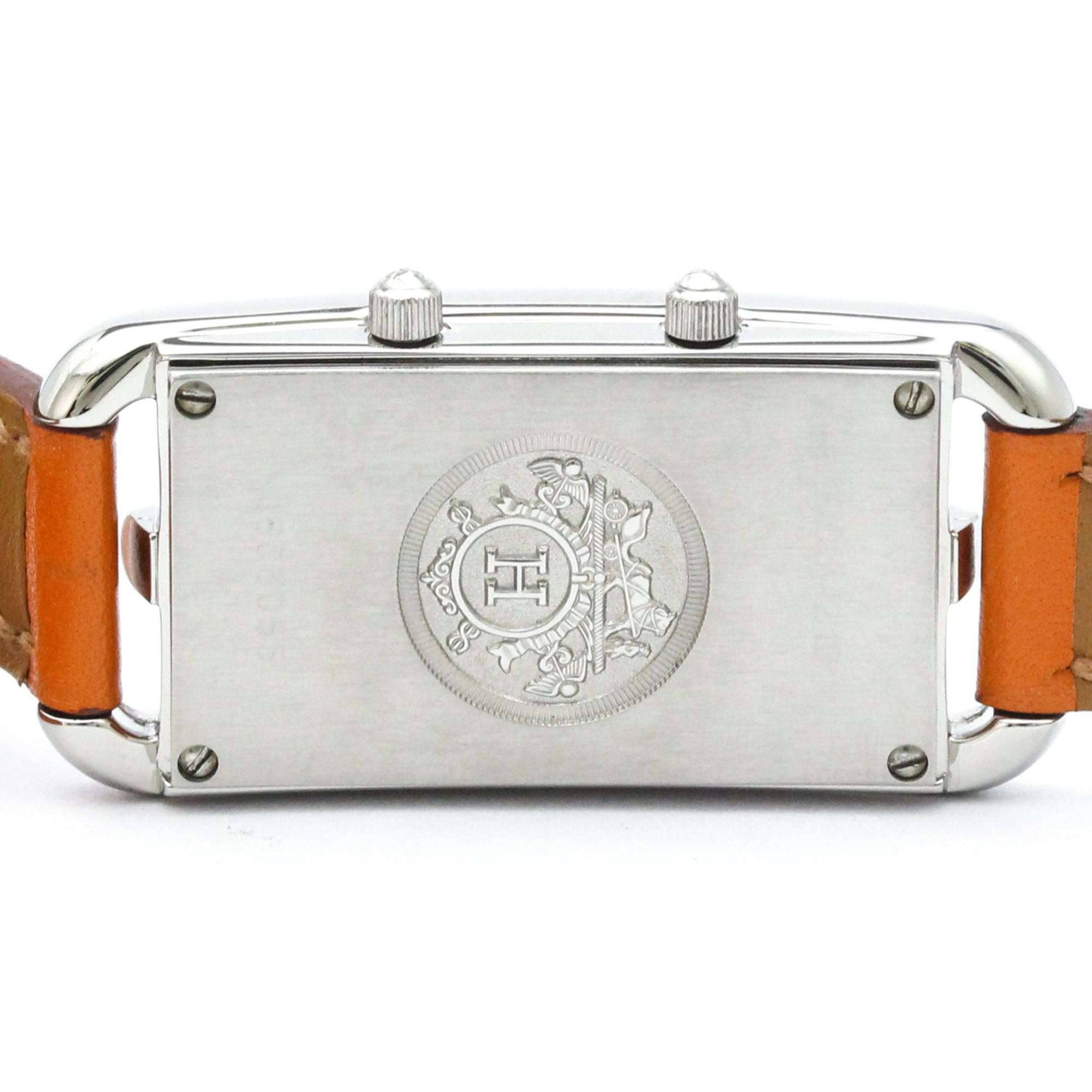 Hermes Cape Cod Dual Time Quartz Stainless Steel And Leather Watch (Pre-Owned)