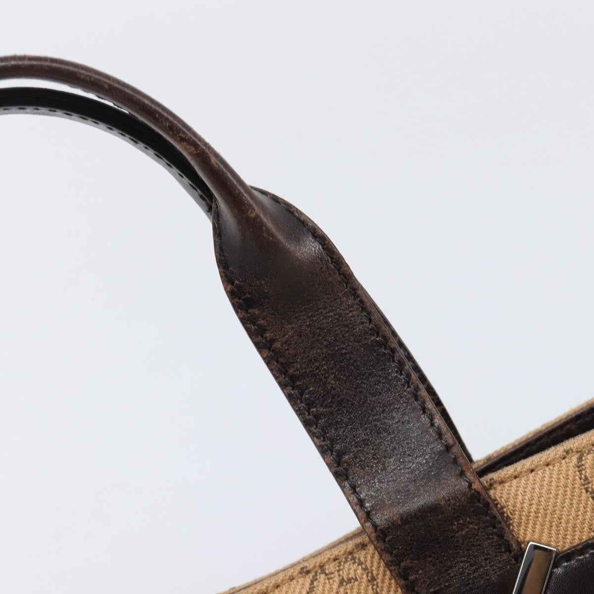 Gucci Open Tote Gg Canvas And Leather Beige Canvas Handbag (Pre-Owned)