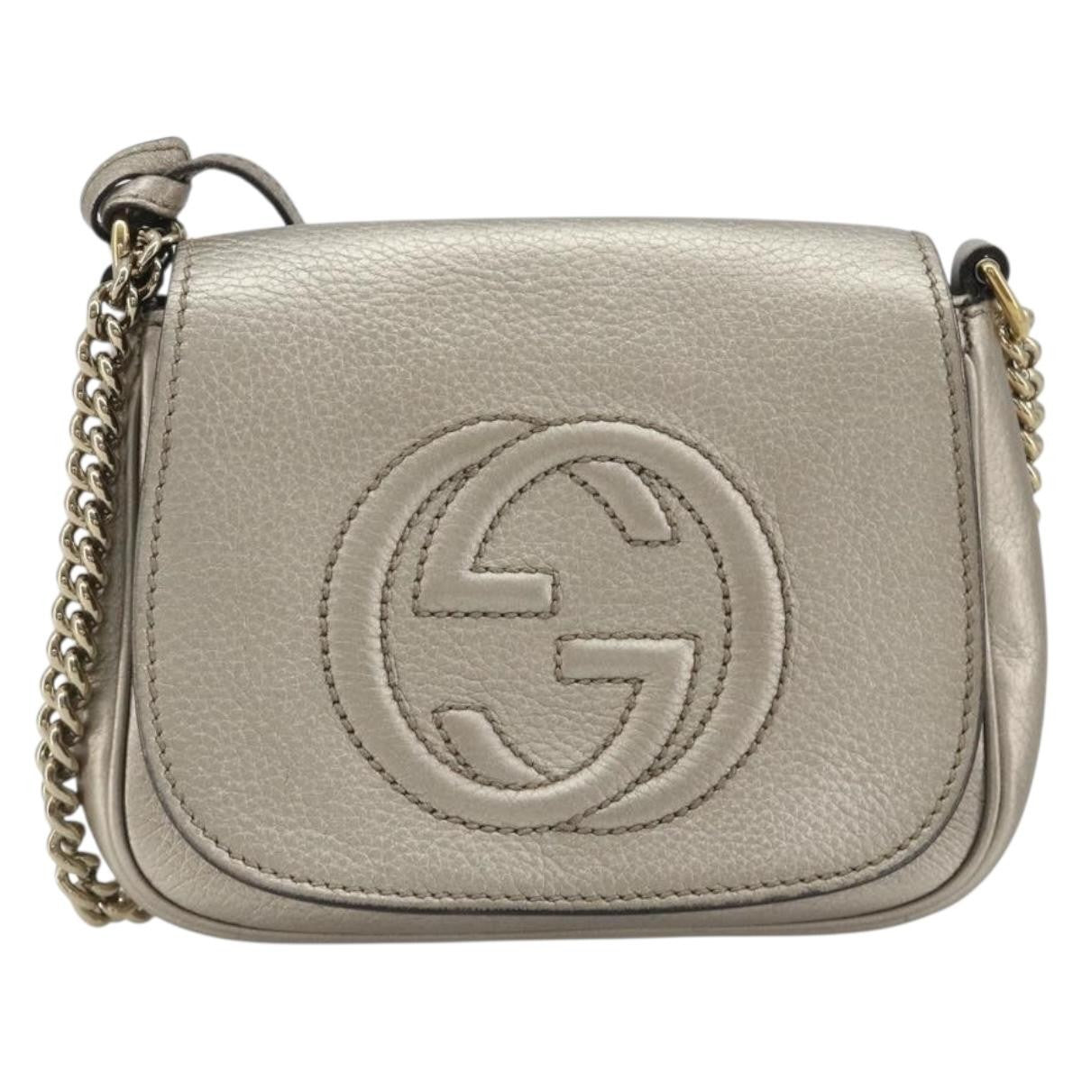 Gucci Soho Chain Leather Silver Leather Shoulder Bag Bag (Pre-Owned)