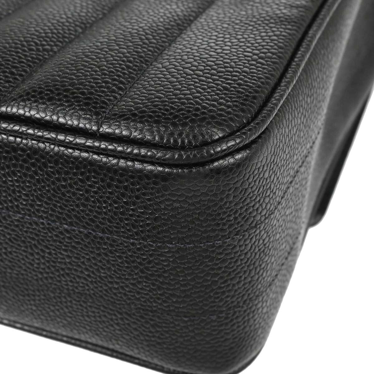 Chanel Vintage Top Handle Vertical Quilt Caviar Black Leather Handbag (Pre-Owned)