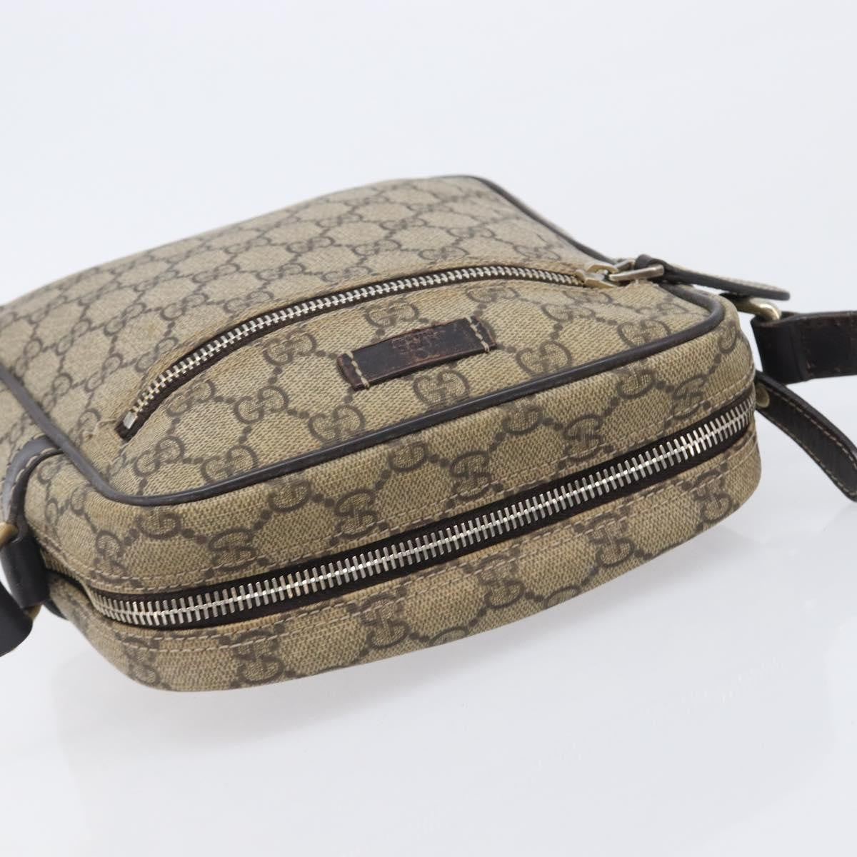 Gucci Front Zip Pocket Messenger Gg Coated Canvas Beige Canvas Shoulder Bag Bag (Pre-Owned)