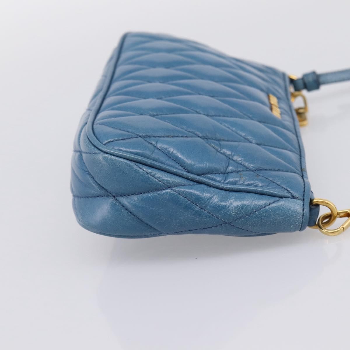 Miu Miu Shoulder Matelasse Leather Blue Leather Shoulder Bag Bag (Pre-Owned)