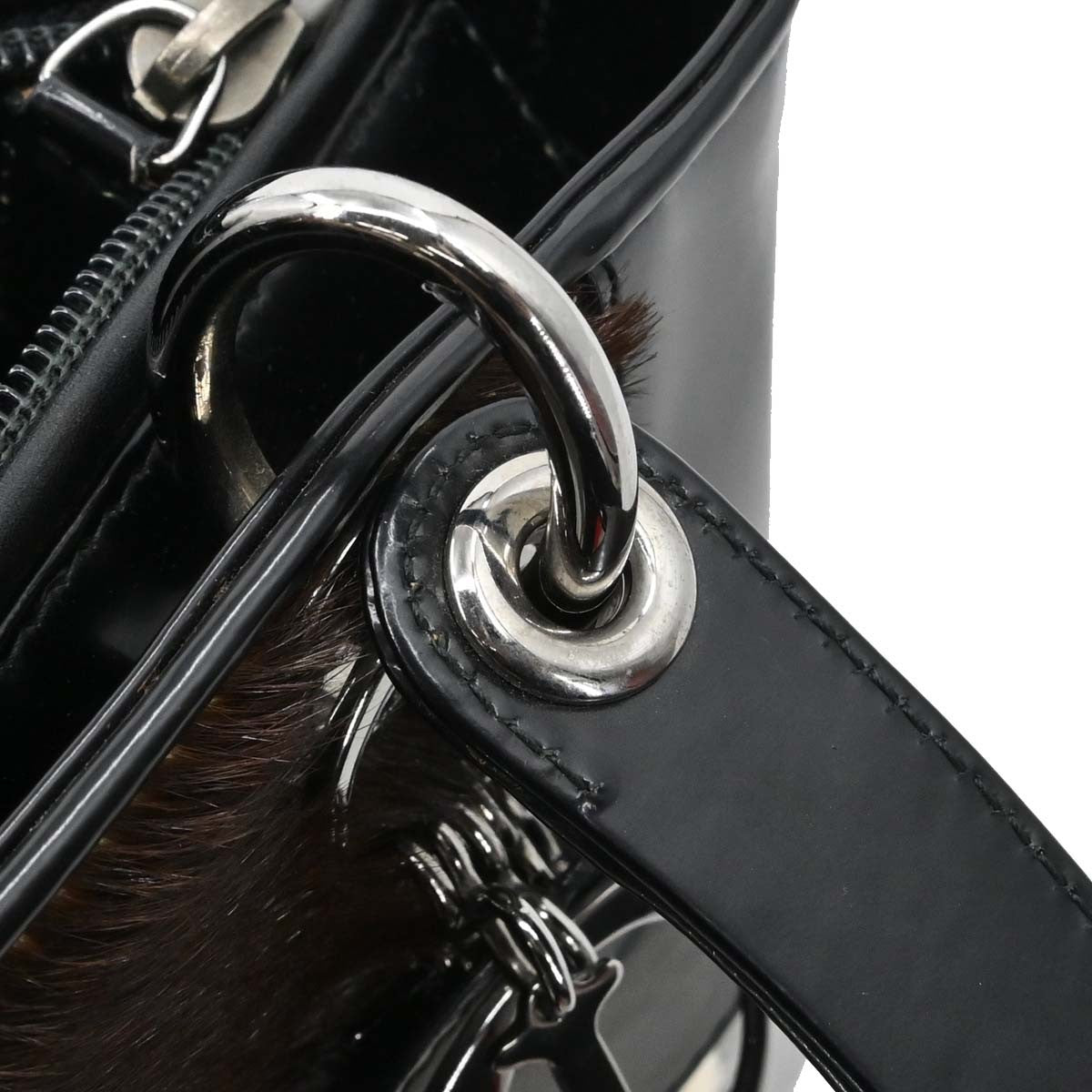 Christian Dior Lady Dior Soft Zip Cannage Stitch Leather Black Pony_Style_Calfskin Tote Bag Bag (Pre-Owned)