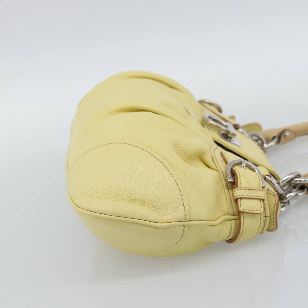 Salvatore Ferragamo Gancini Leather Yellow Leather Handbag (Pre-Owned)