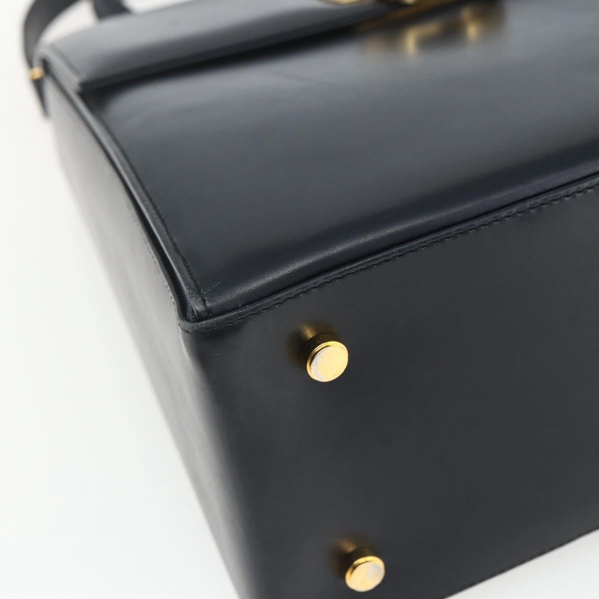 Salvatore Ferragamo Gancini Convertible Top Handle Leather Navy Leather Handbag (Pre-Owned)