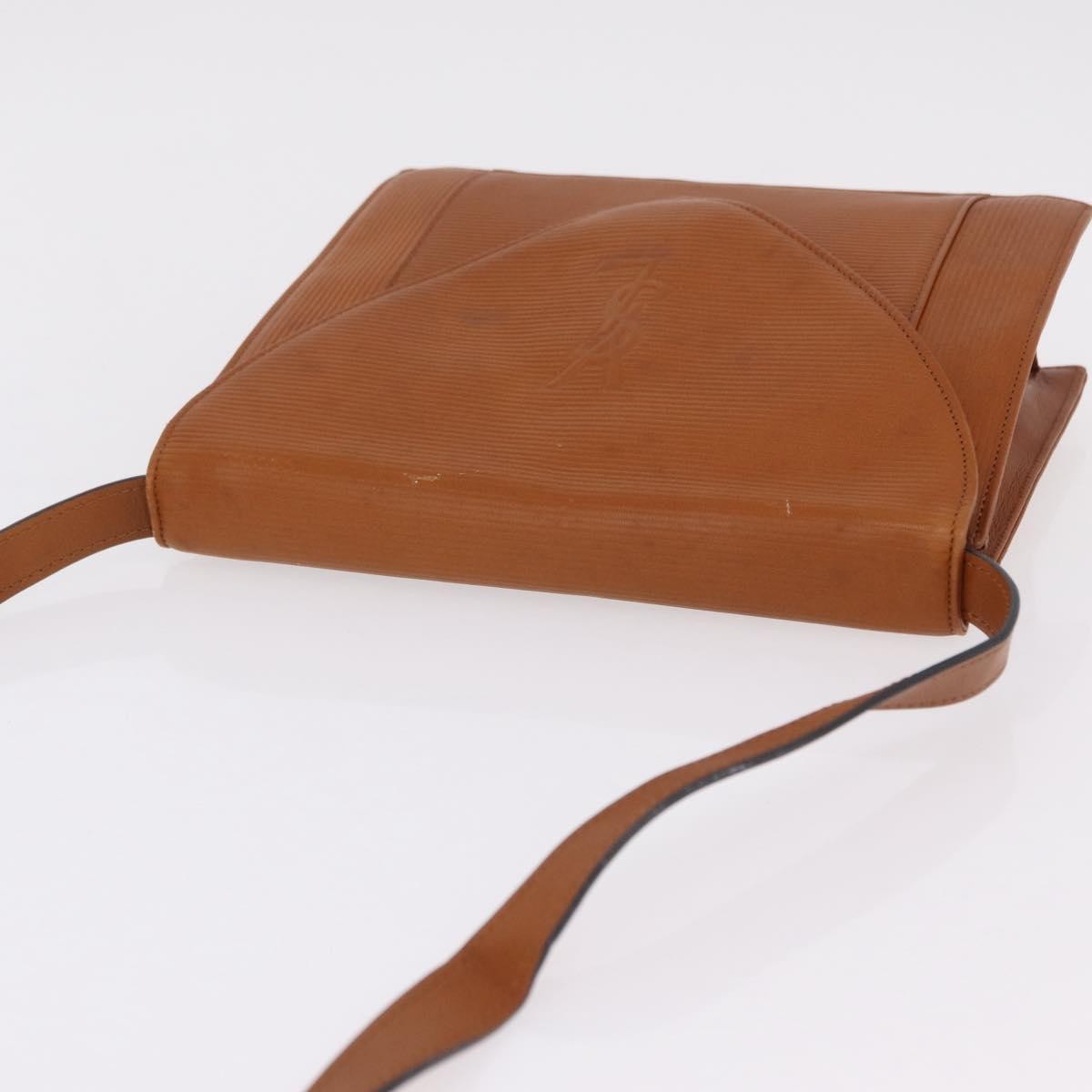 Saint Laurent Vintage Shoulder Bag Leather Brown Leather Shoulder Bag Bag (Pre-Owned)