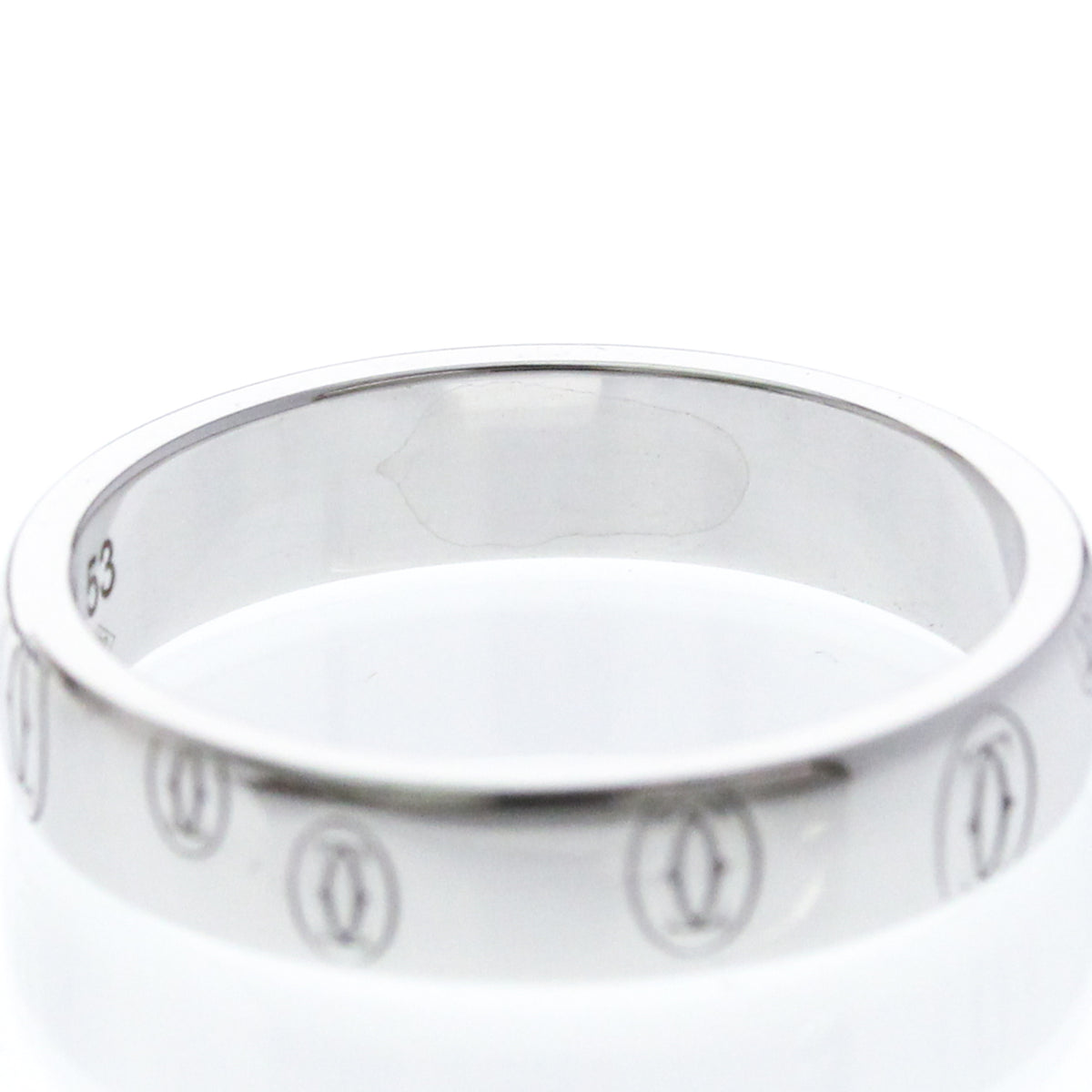 Cartier C De Cartier Happy Birthday Band 18K White Gold Silver White_Gold Ring Jewelry (Pre-Owned)